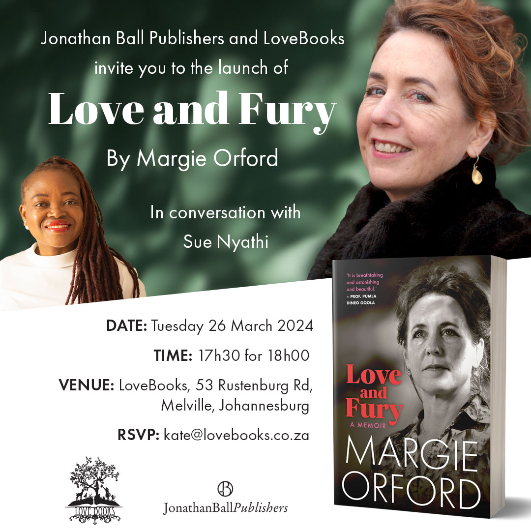  Book Launch: Love and Fury by Margie Orford 26 March